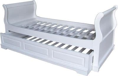 Sleigh Day Bed with Hideaway Trundle Bed in Antique White