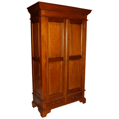 Sleigh Double Armoire Wardrobe with 2 Drawers