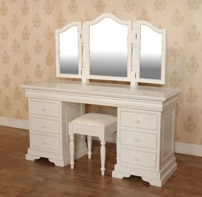 Sleigh Dressing Table, Mirror and Stool Set