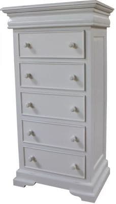 Sleigh Tallboy Chest in Antique White