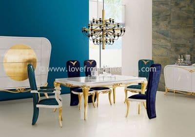 Spacium Dining Collection in White and Gold