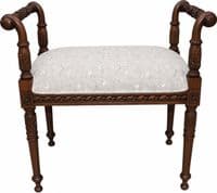 Stool with Carved Frame in Antique White