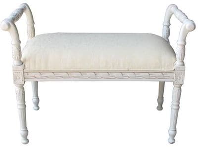 Stool with Carved Mahogany Frame