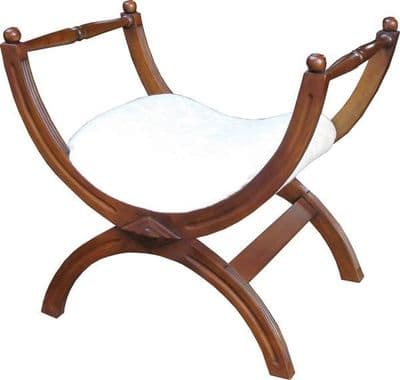 Stool with Curved Mahogany Frame