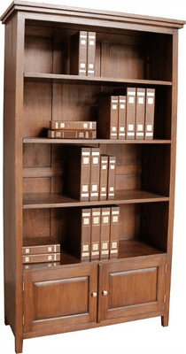Tall and Wide Bookcase with Two Cupboards in Mahogany