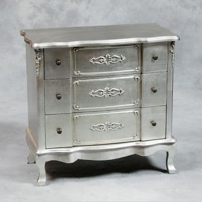 Three Drawer Chest in Antique Silver