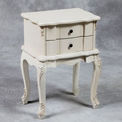Two Drawer Rectangular Bedside in Cream