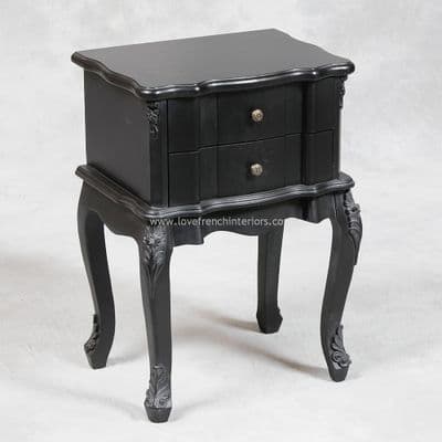 Two Drawer Rectangular Bedside in Noir Black