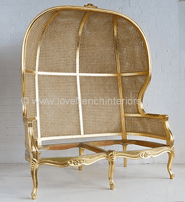 Two Seat French Porters Chair with Rattan