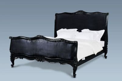 Upholstered French Bed in Noir Black