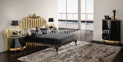 Venezia Bedroom Collection in Black and Gold Leaf