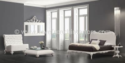 Venezia Bedroom Collection in White and Silver Leaf