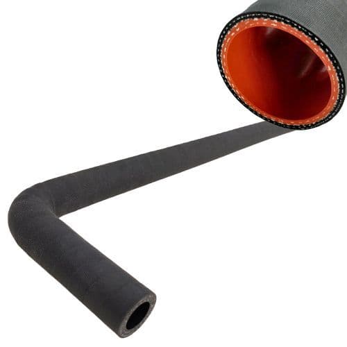 32mm (1 ¼") High Temp Silicone Hose Elbow 90 Degree Classic Black With One Long Leg