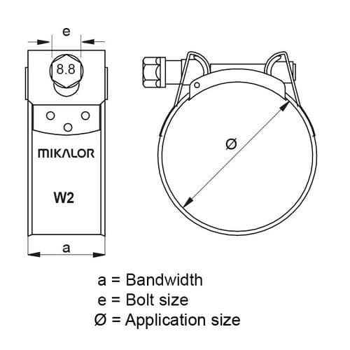 Mikalor - Abrazadera De Perno En T Supra W2 De Acero Inoxidable, 2.25