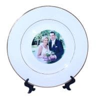10 Inch Personalised Double Gold Rim Photo Plate