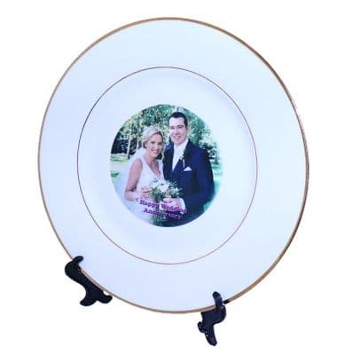 10 Inch Personalised Double Gold Rim Photo Plate