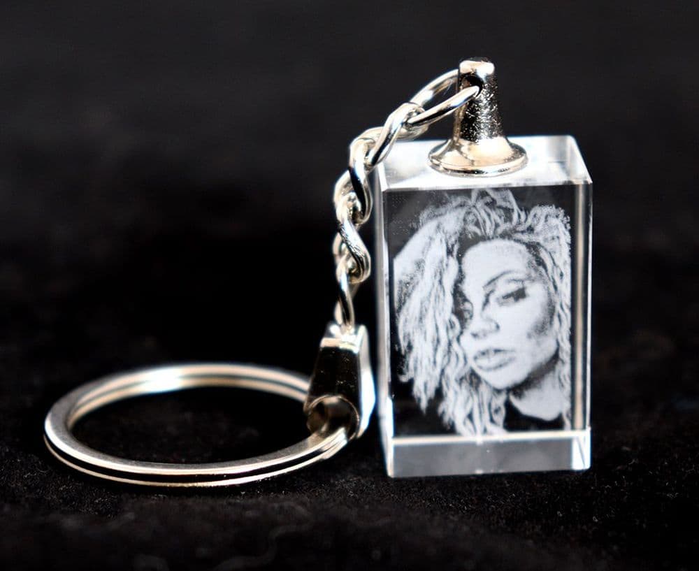 2D Lasered Photo Crystal Keyring