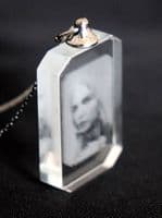 2D Rectangular Lasered Photo Crystal Pendant