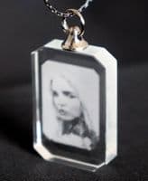 2D Rectangular Lasered Photo Crystal Pendant