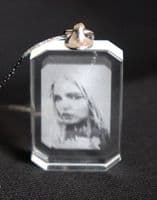 2D Rectangular Lasered Photo Crystal Pendant