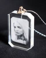 2D Rectangular Lasered Photo Crystal Pendant