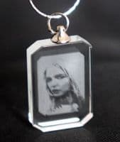 2D Rectangular Lasered Photo Crystal Pendant