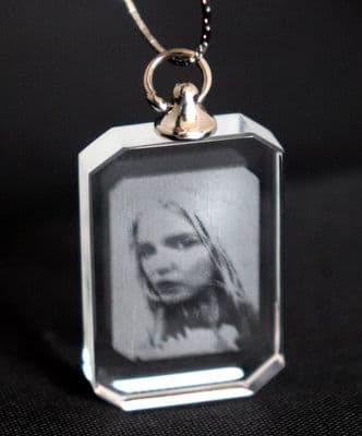 2D Rectangular Lasered Photo Crystal Pendant