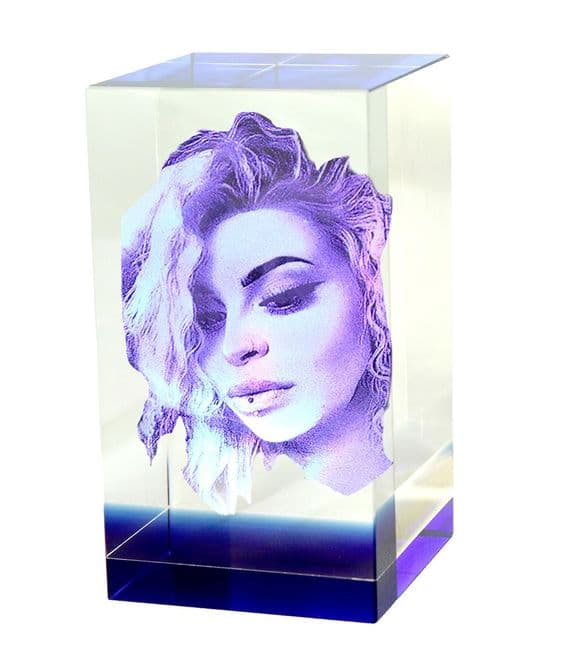 3D Blue Band Personalised Lasered Photo Crystal