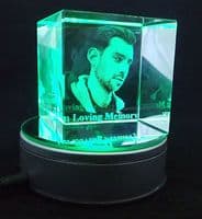 3D Cube Personalised Photo Crystal Large 80x80x80mm