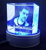 3D Cube Personalised Photo Crystal Large 80x80x80mm