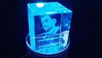 3D Cube Personalised Photo Crystal Large 80x80x80mm