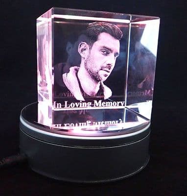 3D Cube Personalised Photo Crystal Large 80x80x80mm