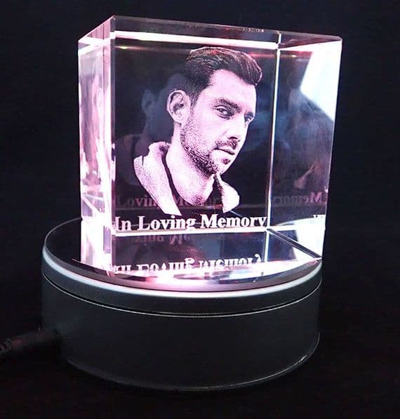 3D Cube Personalised Photo Crystal Large 80x80x80mm
