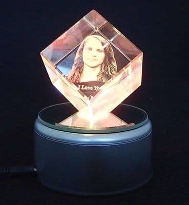 3D Diamond Personalised Photo Crystal Small 50x50x50mm