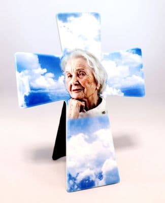Heavenly Clouds Ceramic Memorial Cross