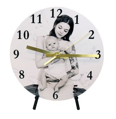 Marble Effect Photo Clock Heavy and Sturdy 20cm