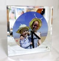 Mirrored Square Glass Photo Clock
