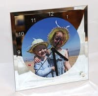 Mirrored Square Glass Photo Clock