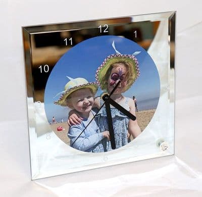 Mirrored Square Glass Photo Clock