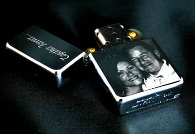 Polished Chrome Precision Engraved Photo Lighter.