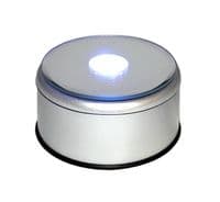 Rotary Multi-Colour LED Light Base in Silver Diameter 8cm.