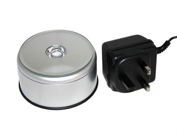 Rotary Multi-Colour LED Light Base in Silver Diameter 8cm.