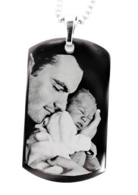 Stainless Steel Rectangular Engraved Photo Pendant