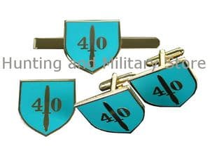 40 Commando Royal Marines Regimental Military Cufflinks, Tie Clip, Lapel Badge Set