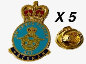 5 x RAF Veteran Royal Air Force Military Lapel Badges