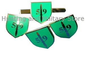 59 Commando Royal Marines Regimental Military Cufflinks, Tie Clip, Lapel Badge Set