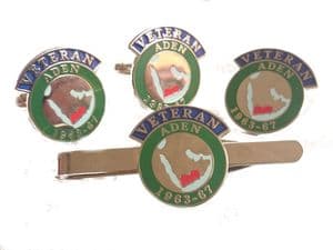 Aden British Armed Forces Veteran Regimental Cufflinks, Lapel and Tie Clip Set