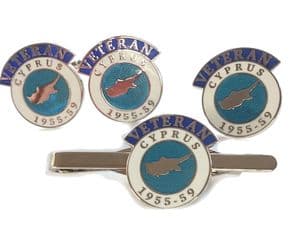 Cyprus British Armed Forces Veteran Regimental Cufflink, Lapel and Tie Clip Set