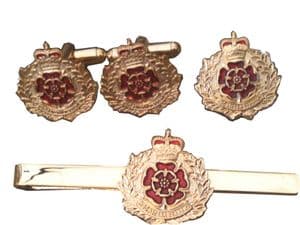 Duke of Lancaster Regimental Cufflink, Lapel Badge and Tie Clip Military Set