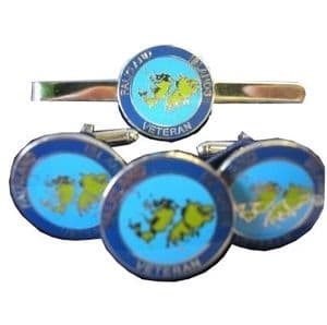 Falkland Island Veteran  Regimental Cufflink, Lapel Badge and Tie Clip Military Set
